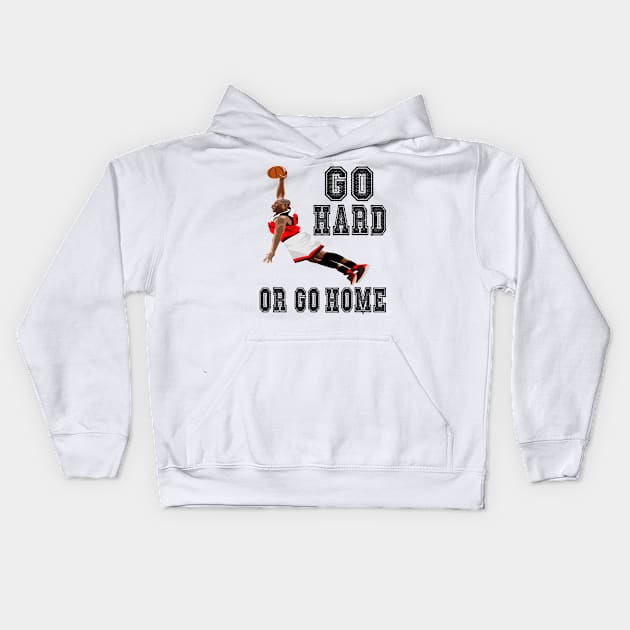 basketball go hard Kids Hoodie by expressimpress